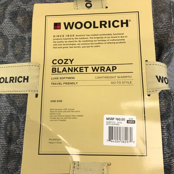 New Woolrich Cozy Blanket Wrap sweater animal print one size - Picture 5 of 10